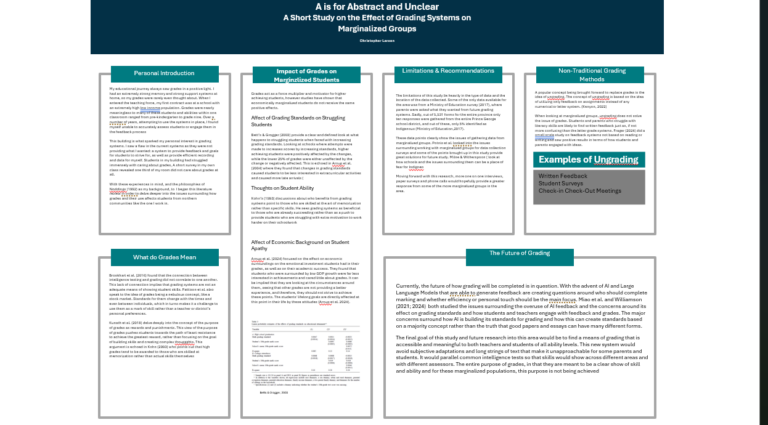 A is for Abstract and Unclear A Short Study on the Effect of Grading Systems on Marginalized Groups