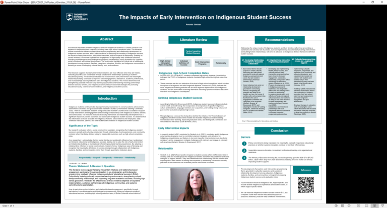 Impacts of Early Intervention on Indigenous Student Success