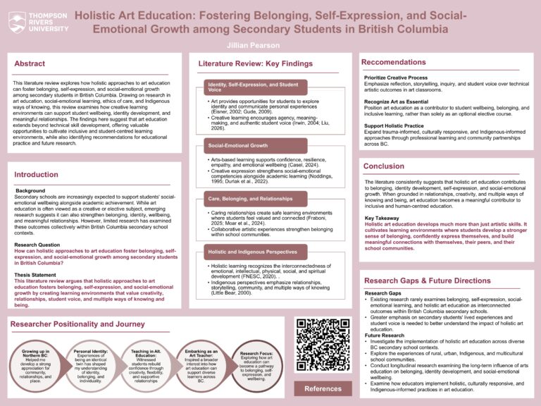 Holistic Art Education: Fostering Belonging, Self-Expression, and Social-Emotional Growth among Secondary Students in British Columbia